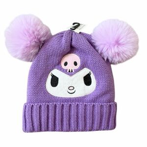 Kuromi Beanie with Pom Poms